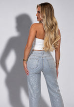 Load image into Gallery viewer, Light Wash Belle Diamanté Straight-Leg Jeans
