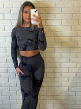 Load image into Gallery viewer, Dark Grey Rochelle Tie-Dye Ruched Bum Co-Ord
