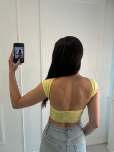 Yellow Gabby lace crop top