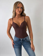 Load image into Gallery viewer, Chocolate Brown Eve Plunge Bodysuit
