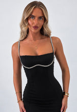 Load image into Gallery viewer, Black Louise Diamanté Mini Dress
