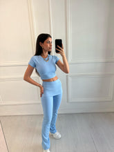 Load image into Gallery viewer, Baby Blue Clare Foldover Flare Co-ord

