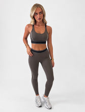 Load image into Gallery viewer, Brown Kate Contrast 3-Piece Piping Activewear Set
