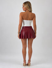 Load image into Gallery viewer, Wine Kadie Faux Leather Pleated Mini Skirt
