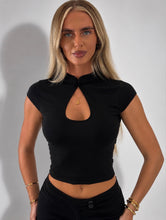 Load image into Gallery viewer, Black Michaela High Neck Top

