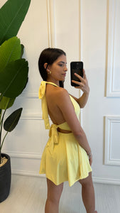 Yellow Itziar Halterneck Mini Dress
