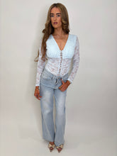 Load image into Gallery viewer, Baby Blue Rosie Lace Bodysuit
