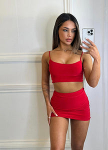 Red Molly Crop Top and Mini Skirt Co-Ord