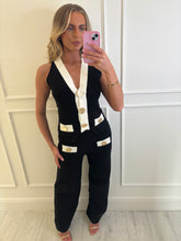 Load image into Gallery viewer, Black Alanna Gold Button Co-ord
