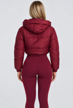 Load image into Gallery viewer, Burgundy Lorna Cropped Puffer Jacket
