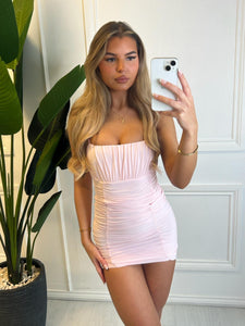 Baby Pink Kendall Ruched Bodycon Dress