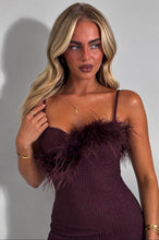 Load image into Gallery viewer, Burgundy Belle Feather Diamanté Mini Dress
