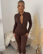 Load image into Gallery viewer, Chocolate Brown Dominika Seamless Ribbed Jumpsuit

