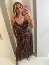Load image into Gallery viewer, Brown Nina Polka Dot Maxi Dress
