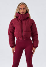 Load image into Gallery viewer, Burgundy Lorna Cropped Puffer Jacket
