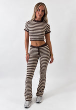 Load image into Gallery viewer, Chocolate &amp; Cream Aisling Striped Tie-Waist Trousers Co-Ord
