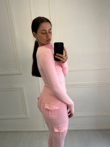 Baby pink Ali ruched co-ord