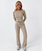 Load image into Gallery viewer, Mocha Ola Stripe Long Sleeve Lounge Set
