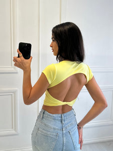 Yellow Open Back Cropped Top