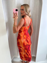 Load image into Gallery viewer, Orange Neasa Mesh Midi Dress
