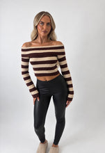 Load image into Gallery viewer, Chocolate Brown Thea Stripe Knit Top
