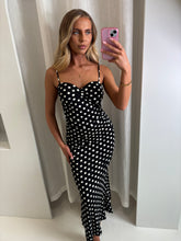 Load image into Gallery viewer, Black Stella Polka Dot Maxi Dress
