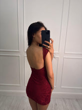 Load image into Gallery viewer, Wine Ivy Backless Lace Dress

