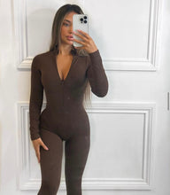 Load image into Gallery viewer, Chocolate Brown Dominika Seamless Ribbed Jumpsuit
