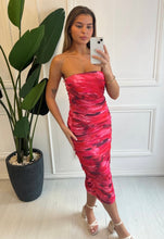Load image into Gallery viewer, Pink Courtney Abstract Print Ruched Maxi Dress
