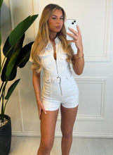 Load image into Gallery viewer, White Felicity Denim Utility Playsuit
