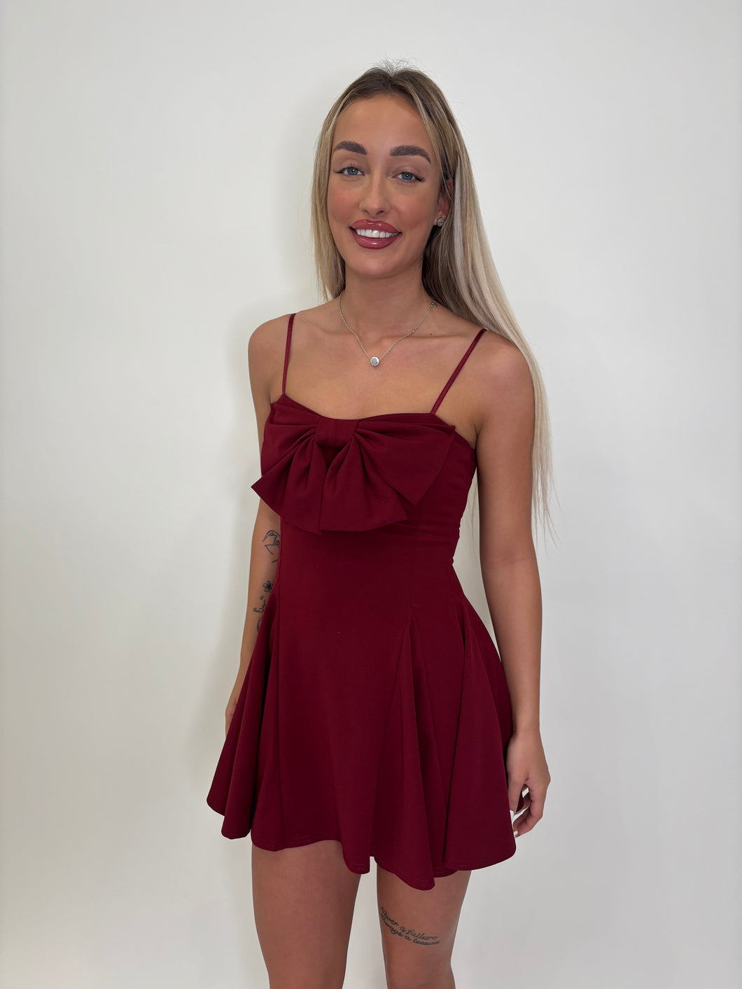Wine Mia Bow Dress