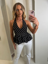 Load image into Gallery viewer, Black Sherri Polka Dot Halter-neck Top
