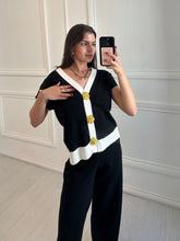 Load image into Gallery viewer, Black Liv Gold Button Co ord
