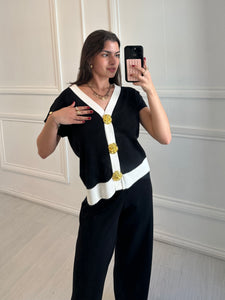 Black Liv Gold Button Co ord