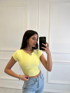 Yellow Open Back Cropped Top