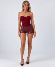 Load image into Gallery viewer, Wine Nikitta Faux Leather Zip-Up Micro Shorts
