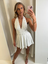 Load image into Gallery viewer, White Harlow Polka Dot Halterneck Dress
