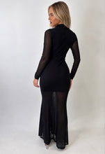 Load image into Gallery viewer, Black Zoe Embellished Mesh Maxi Dress
