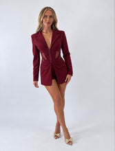 Load image into Gallery viewer, Wine Nadia Corset Blazer Playsuit
