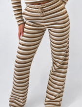 Load image into Gallery viewer, Mocha Ola Stripe Long Sleeve Lounge Set
