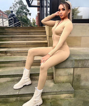Load image into Gallery viewer, Beige Dominika Seamless Ribbed Jumpsuit
