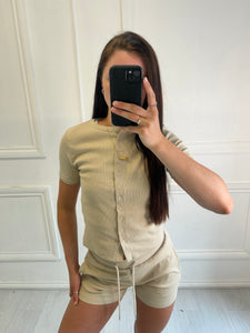Beige Meg button up co ord