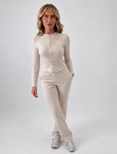 Load image into Gallery viewer, Beige Katy Ribbed Button-Up Co-Ord Set
