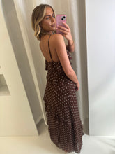 Load image into Gallery viewer, Brown Nina Polka Dot Maxi Dress
