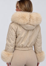 Load image into Gallery viewer, Cream Carol Faux Fur Trim Cropped Jacket

