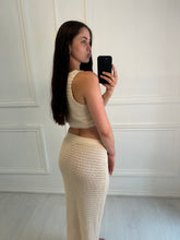 Load image into Gallery viewer, Beige Caoimhe crochet maxi skirt co-ord
