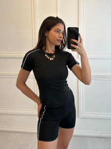 Black Carly Striped Co ord