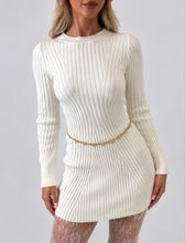 Load image into Gallery viewer, White Erin Ribbed Knit Mini Dress
