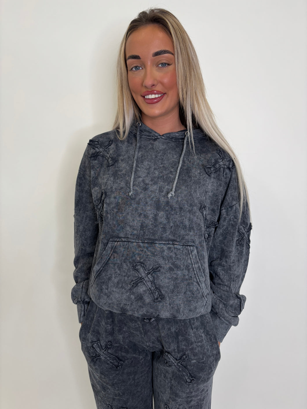 Dark Grey Acid Wash Tiffany Cross Tracksuit
