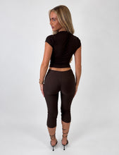 Load image into Gallery viewer, Brown Michaela Keyhole High-Neck Top
